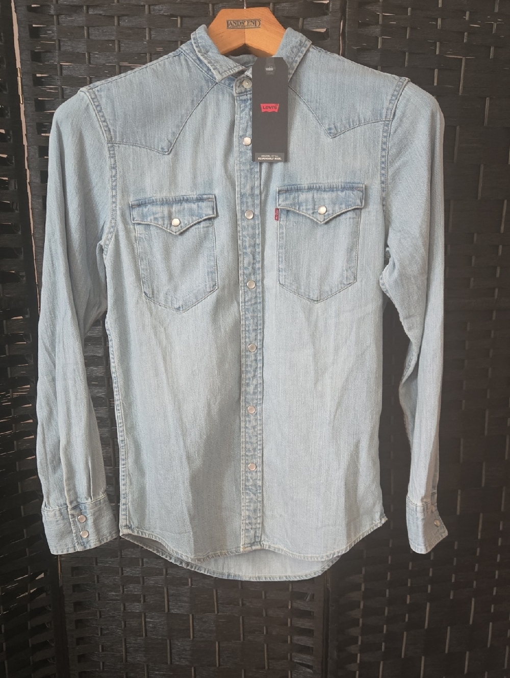 Levi's Light Blue Denim Western Pearl Snap Long Sleeve Small Shirt